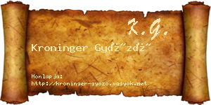 Kroninger Győző névjegykártya